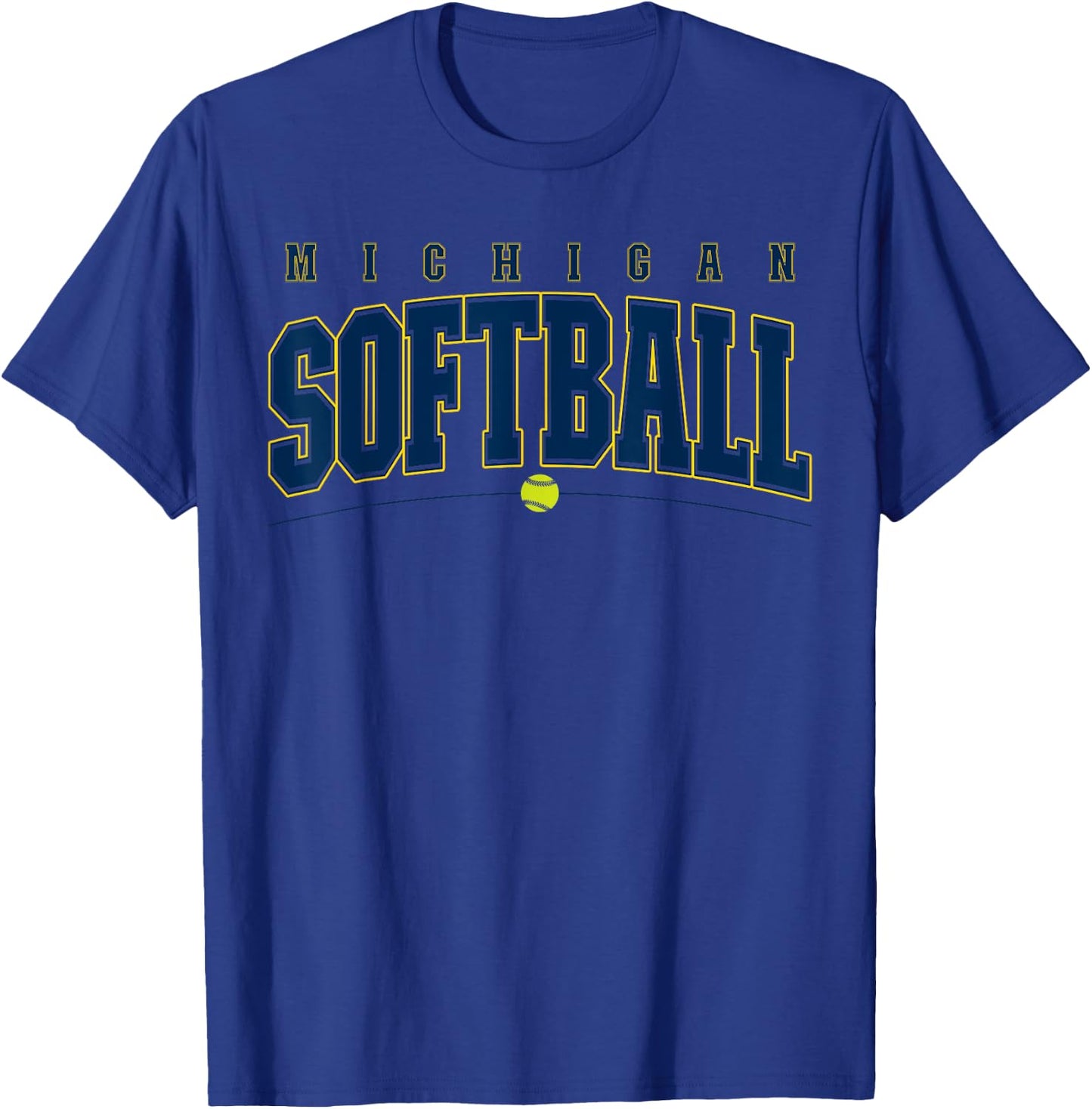 Michigan Softball Vintage Kids Team Retro Softball Fan T-Shirt - T-Shirt | Royal
