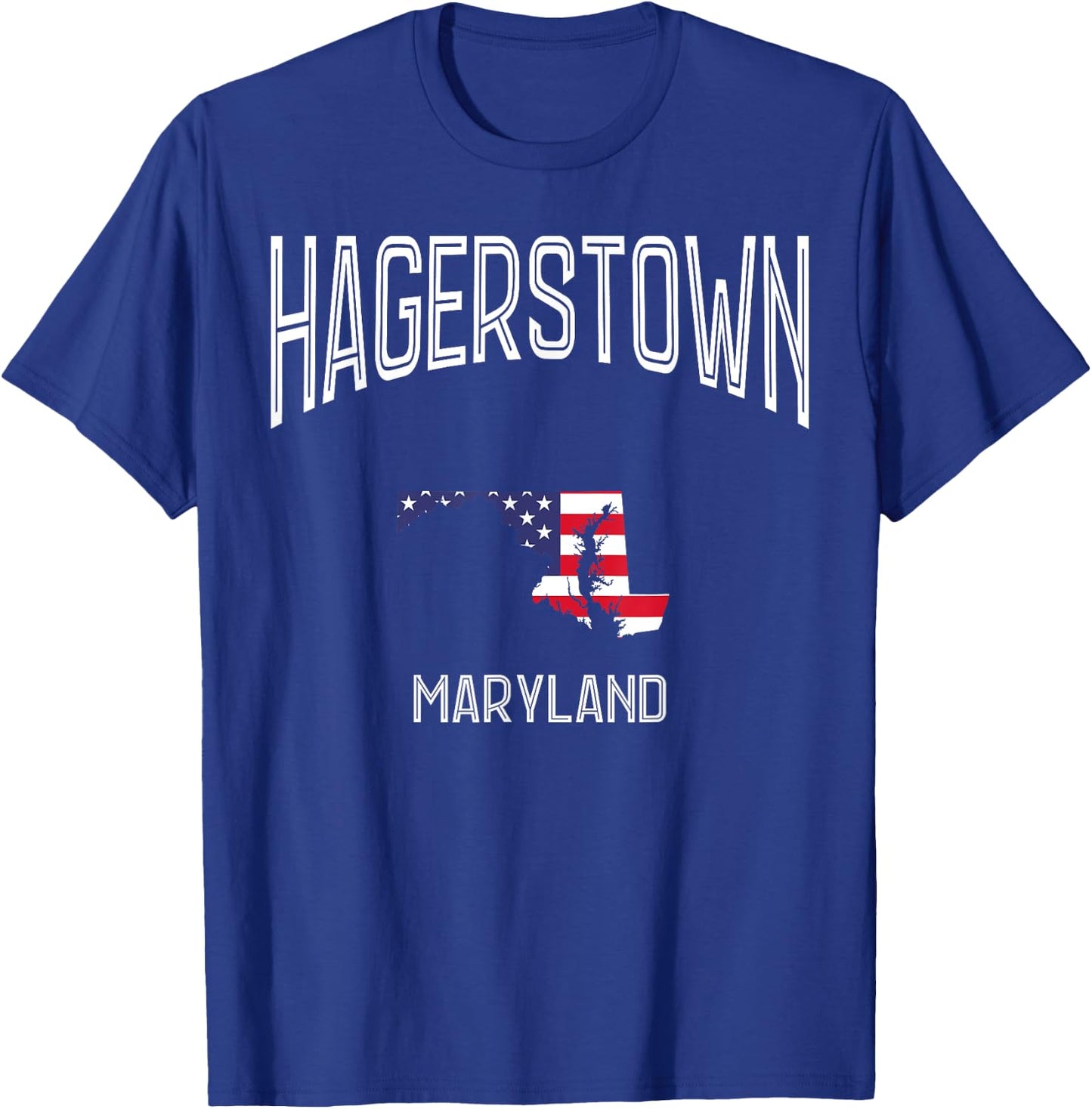 Hagerstown Maryland MD Throwback Vintage USA Flag T-Shirt - T-Shirt | Royal
