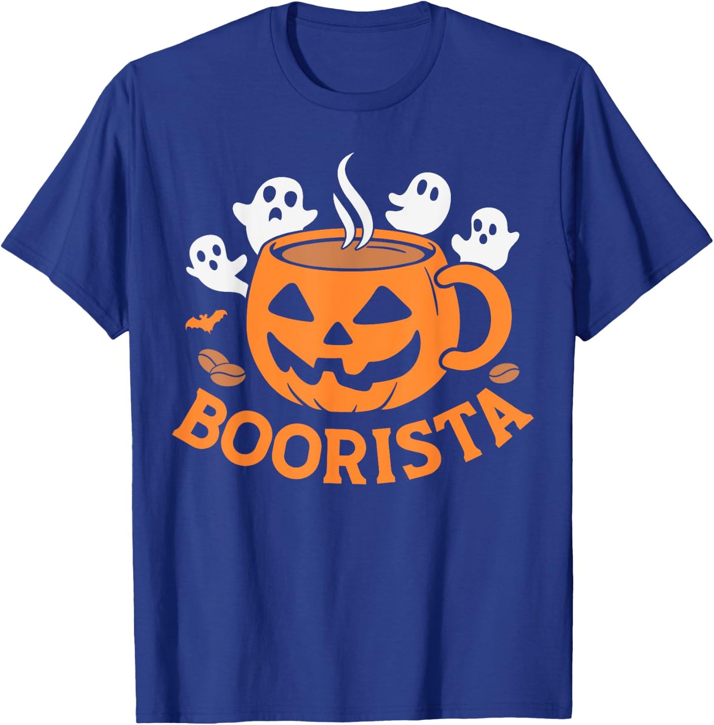 Boorista, funny barista, pumpkin coffee ghost Halloween pun T-Shirt - T-Shirt | Royal