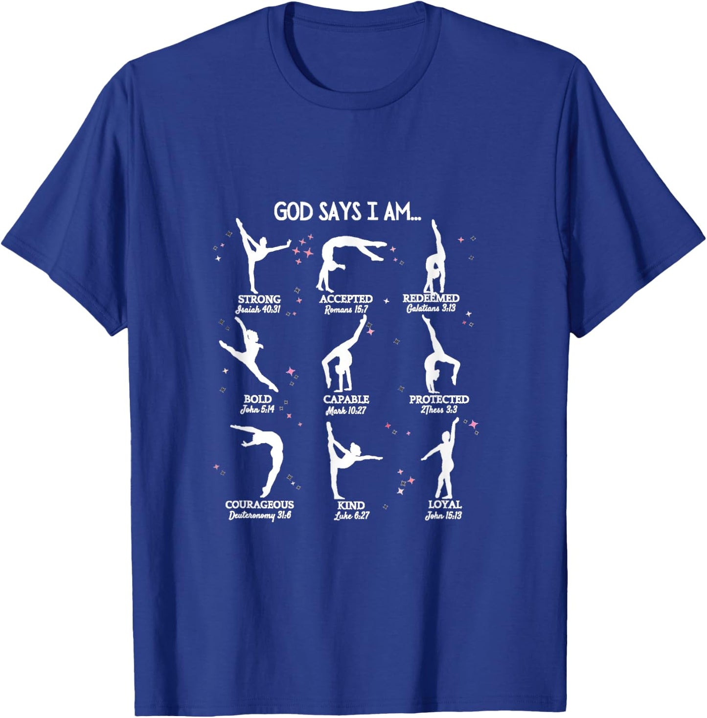 Gymnastics God Says I Am Bible Verse Gymnast Christian Jesus T-Shirt - T-Shirt | Royal