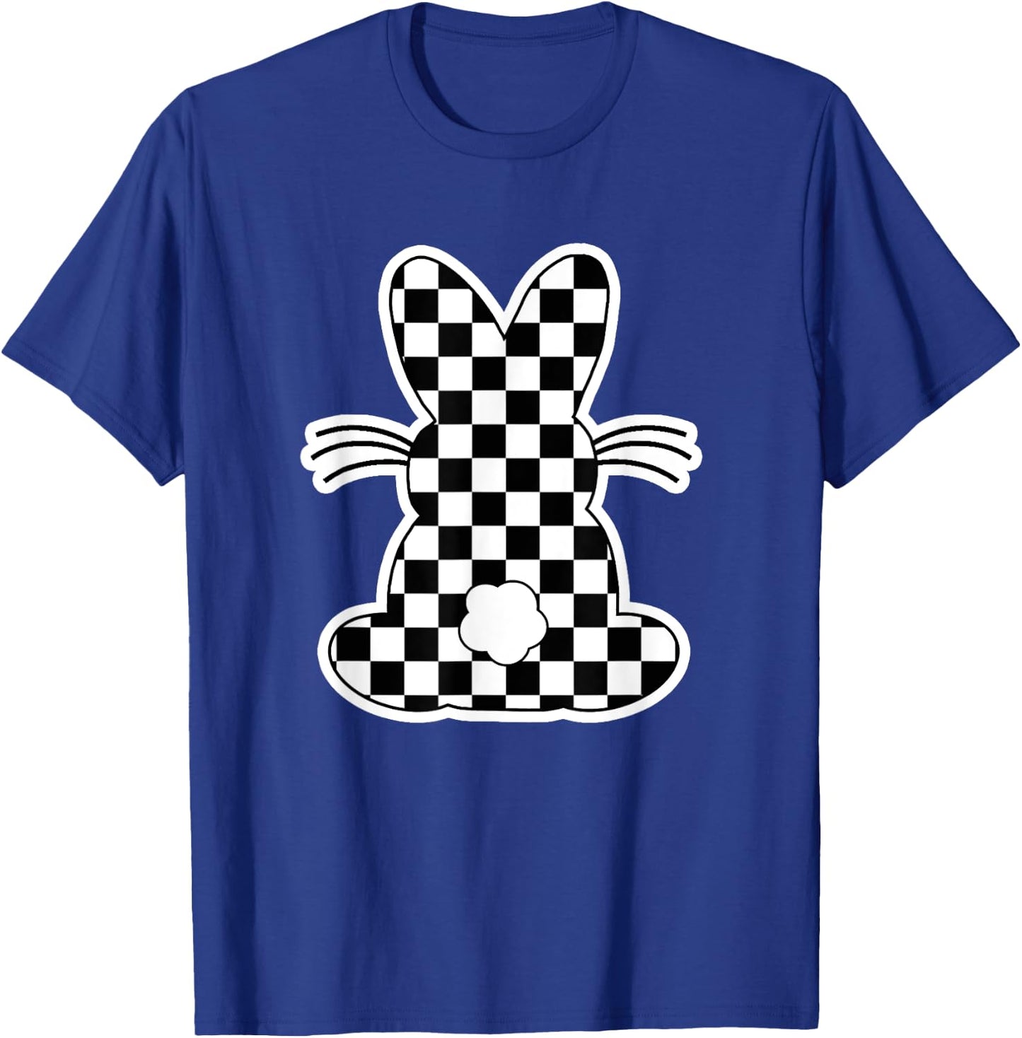 Checkerboard Easter Bunny Tween Boys Girls Teens Retro T-Shirt - T-Shirt | Royal