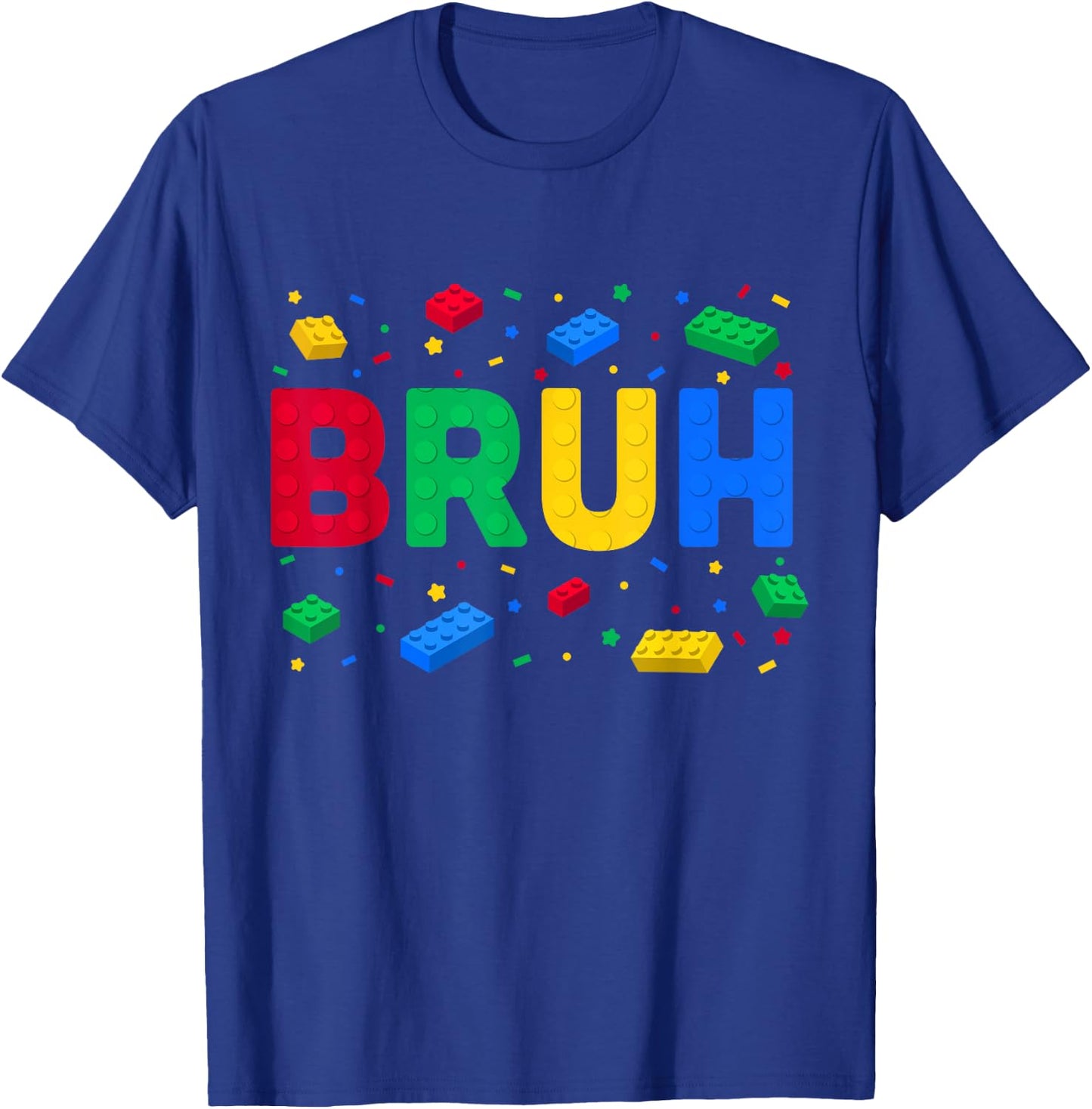 Funny Bruh Brick Builder Boys Kids Toddler Building Block T-Shirt - T-Shirt | Royal