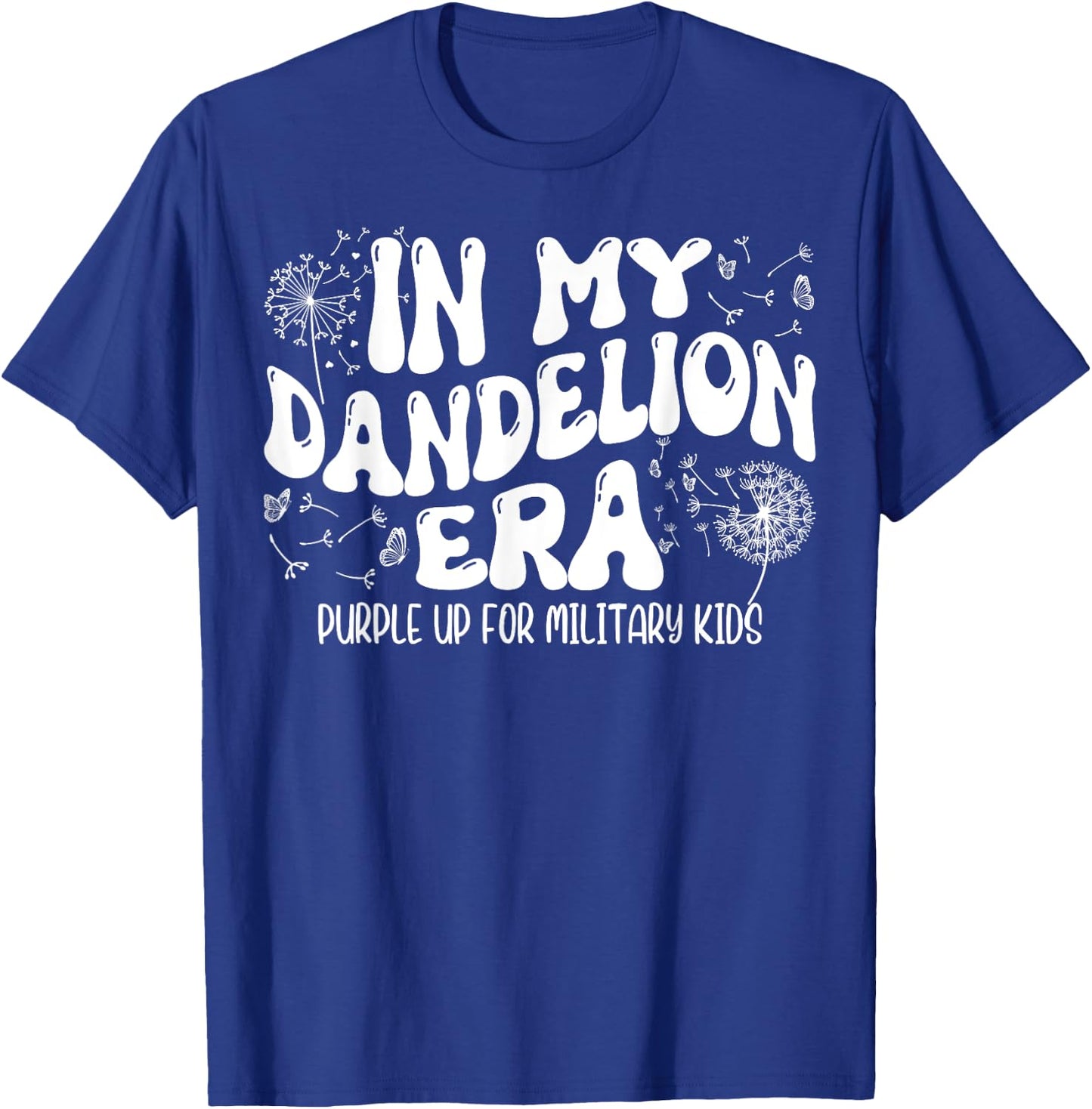 Groovy In My Dandelion Era Purple Up For Military Kids Month T-Shirt - T-Shirt | Royal