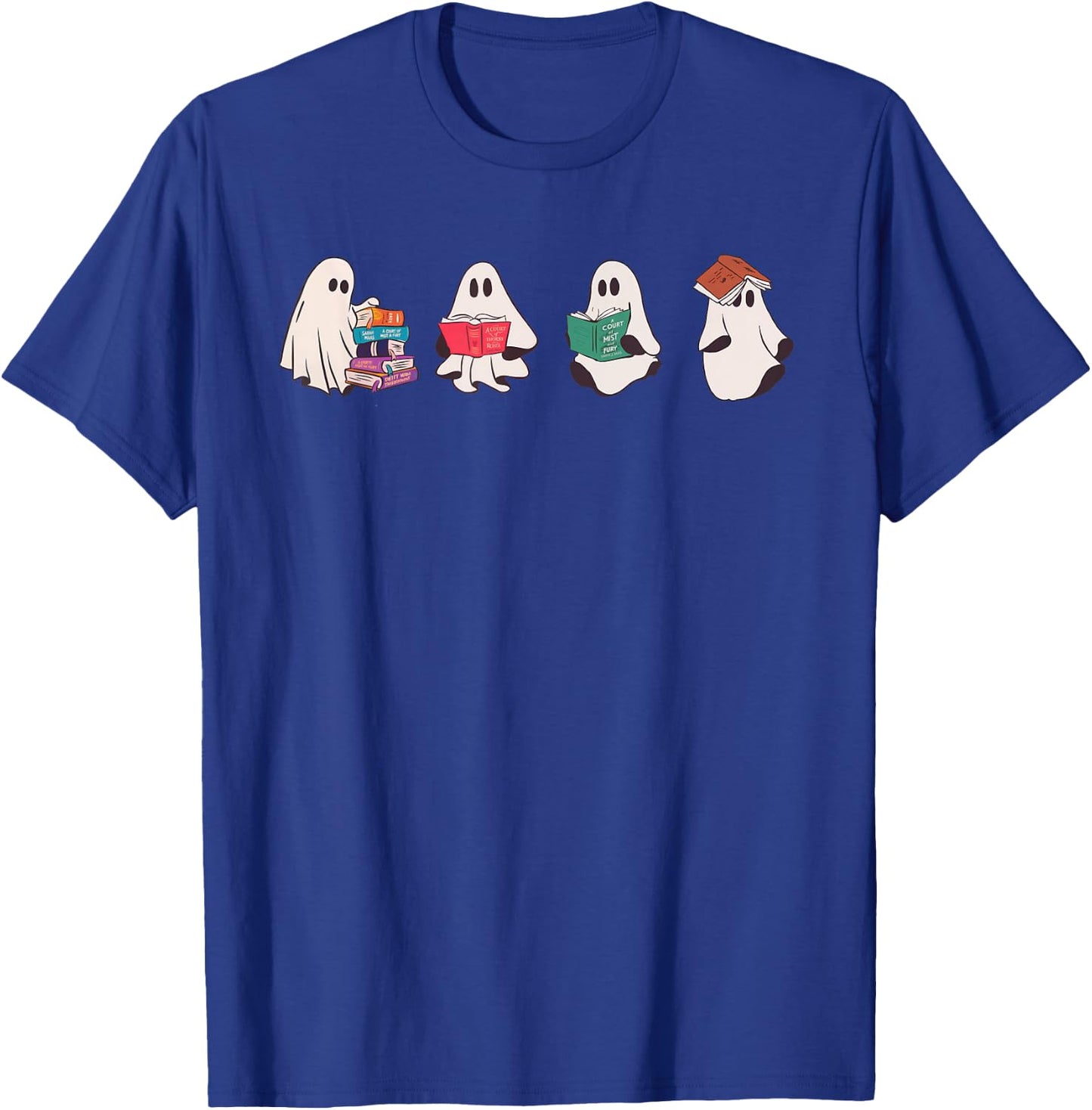 Ghost Bookish SJM Book Reader Halloween Boo Cute Retro T-Shirt - T-Shirt | Royal