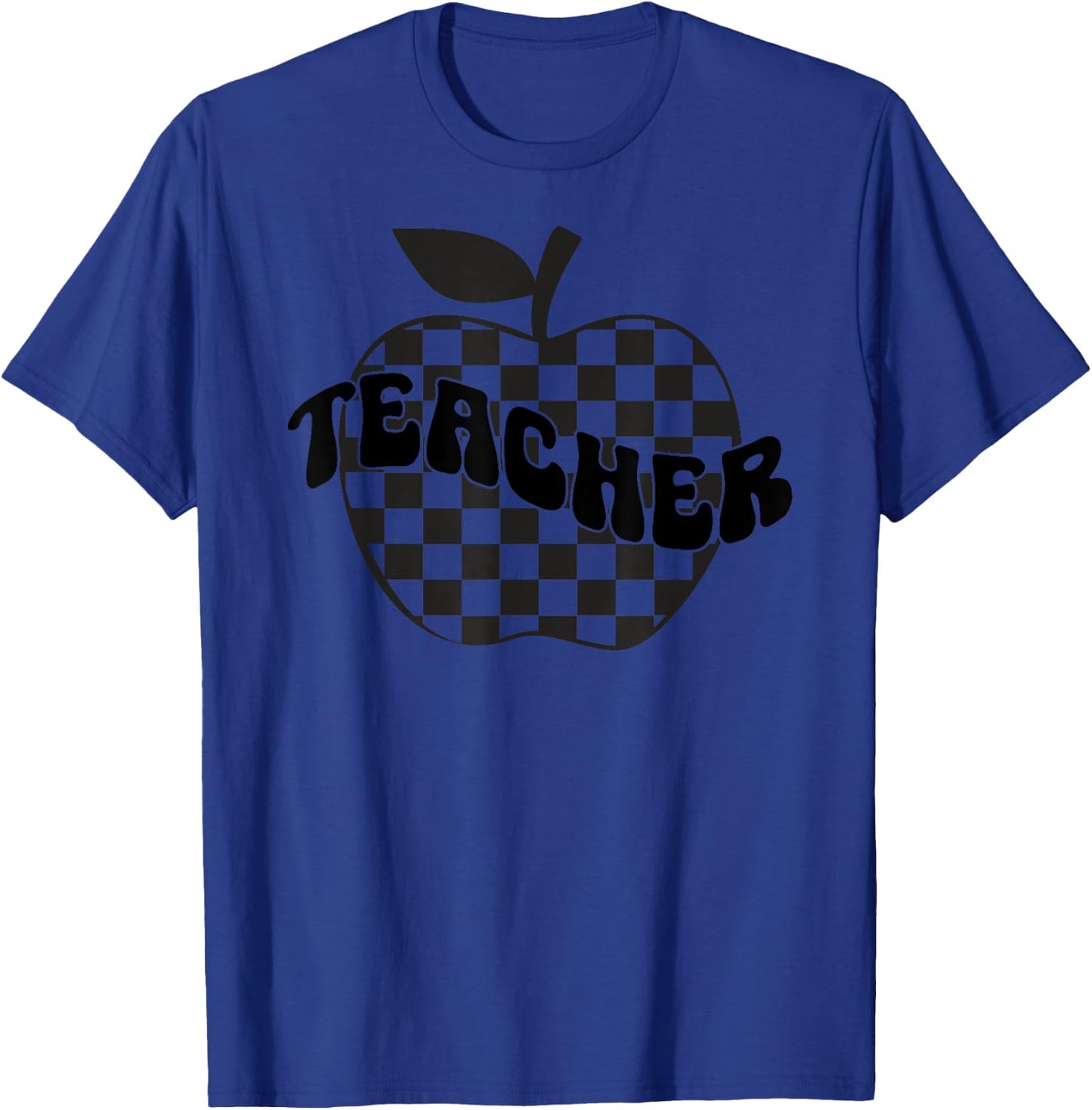 Back to School Checkered Apple Teacher Checkerboard Teacher Women Girls Kids T-Shirt - T-Shirt | Royal