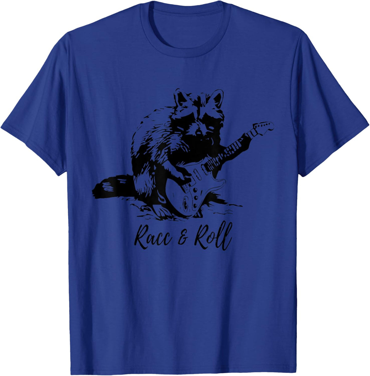 Racc & Roll Raccoon Playing Guitar Funny Cute Racoon T-Shirt - T-Shirt | Royal
