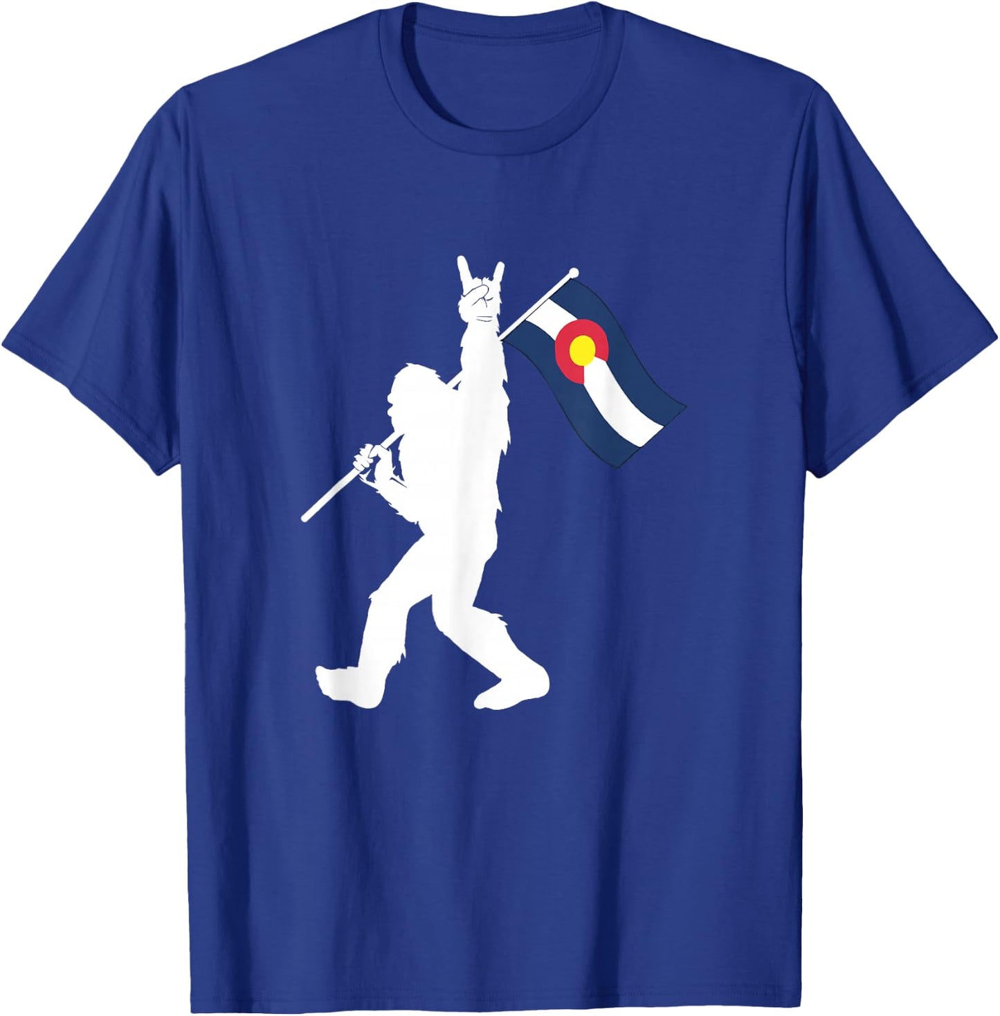 Colorado Bigfoot Rock and Roll Gift Squatch Believers T-Shirt - T-Shirt | Royal