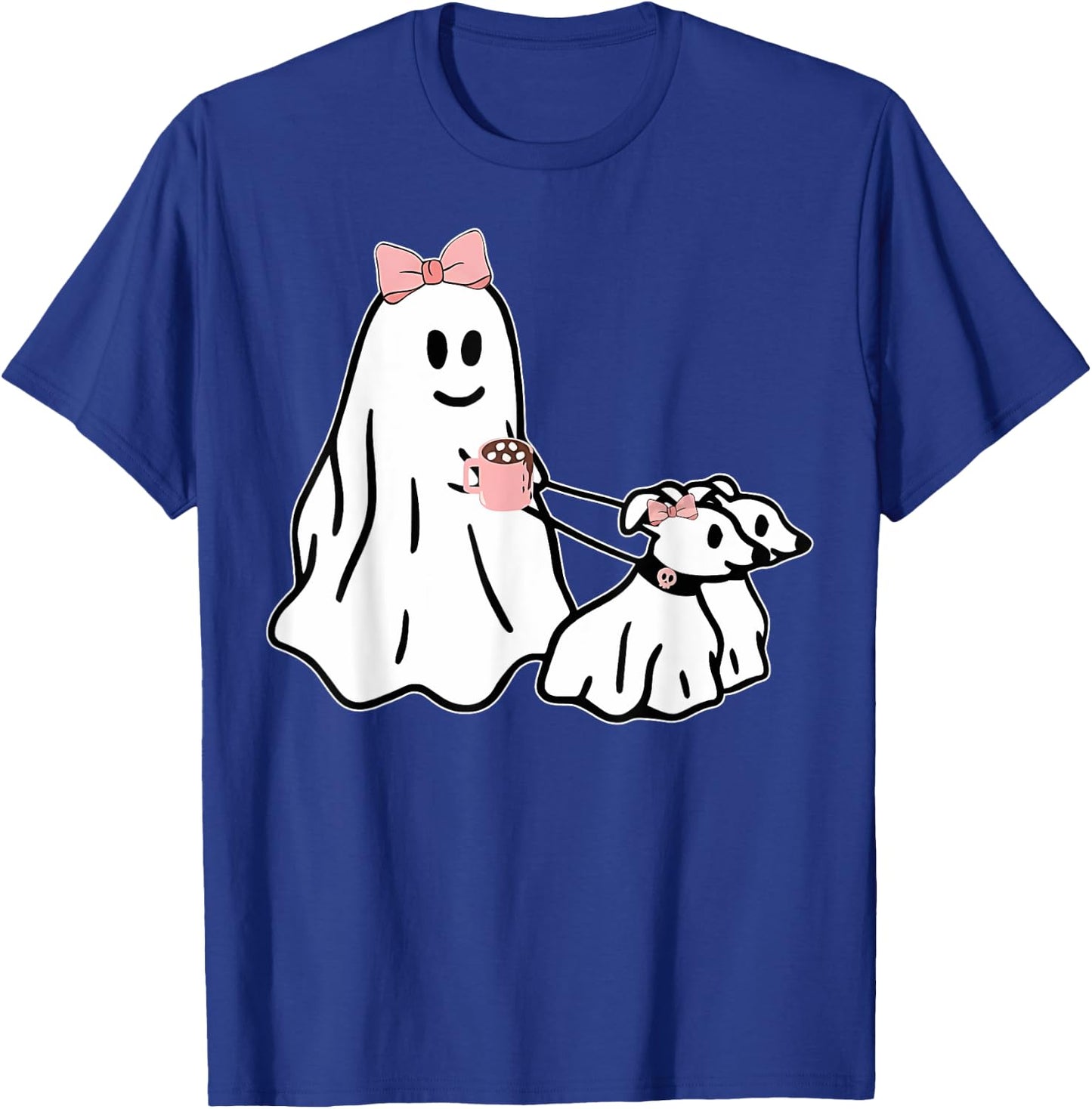Funny Ghost Walking Dog Spooky Season Halloween Coquette T-Shirt - T-Shirt | Royal