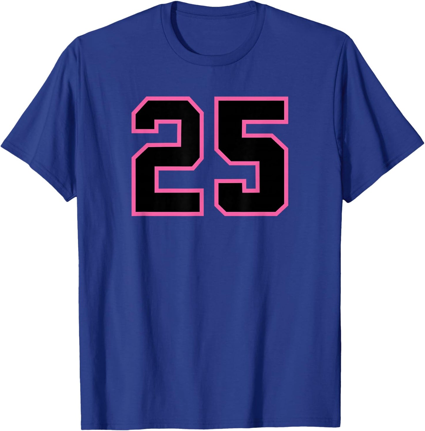 Number #25 Pink Black Sports Team Number T-Shirt - T-Shirt | Royal