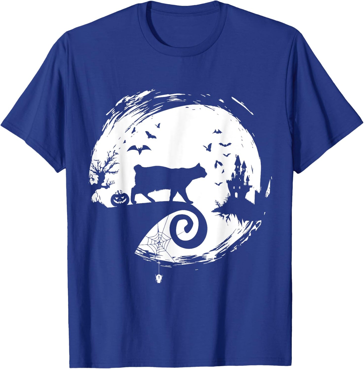 Manx Cat Halloween Costume Moon Silhouette Creepy Horror T-Shirt - T-Shirt | Royal