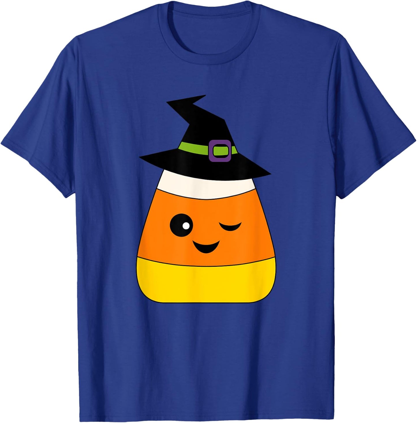 Candy Corn Emoticon Winky Face Witch Funny Halloween T-Shirt - T-Shirt | Royal