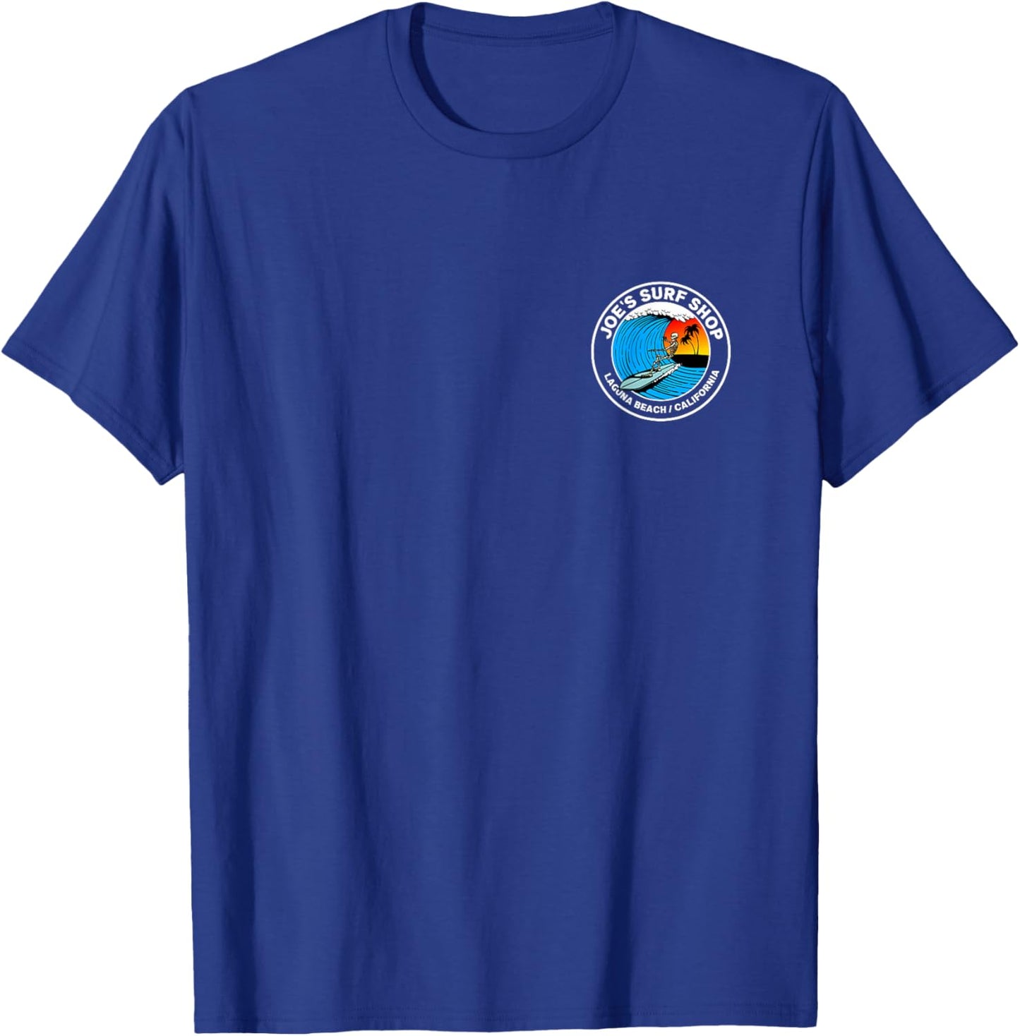 Joe's Surf Skeleton Surfing Logo Graphic T-Shirt - T-Shirt | Royal