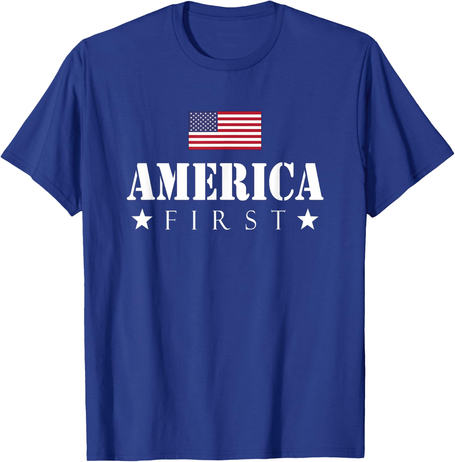 America First AmericaFirst USA Flag American Pride July 4th T-Shirt - T-Shirt | Royal