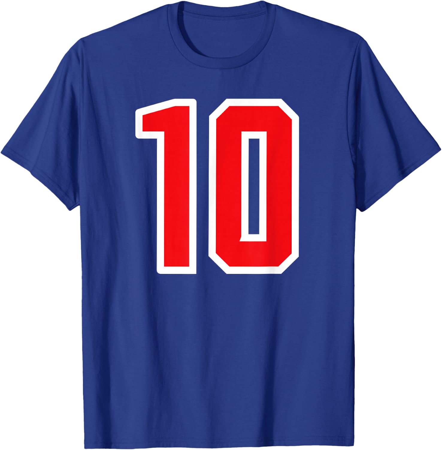 Number 10 White Red Varsity Sports Team T-Shirt - T-Shirt | Royal