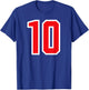Number 10 White Red Varsity Sports Team T-Shirt - T-Shirt | Royal