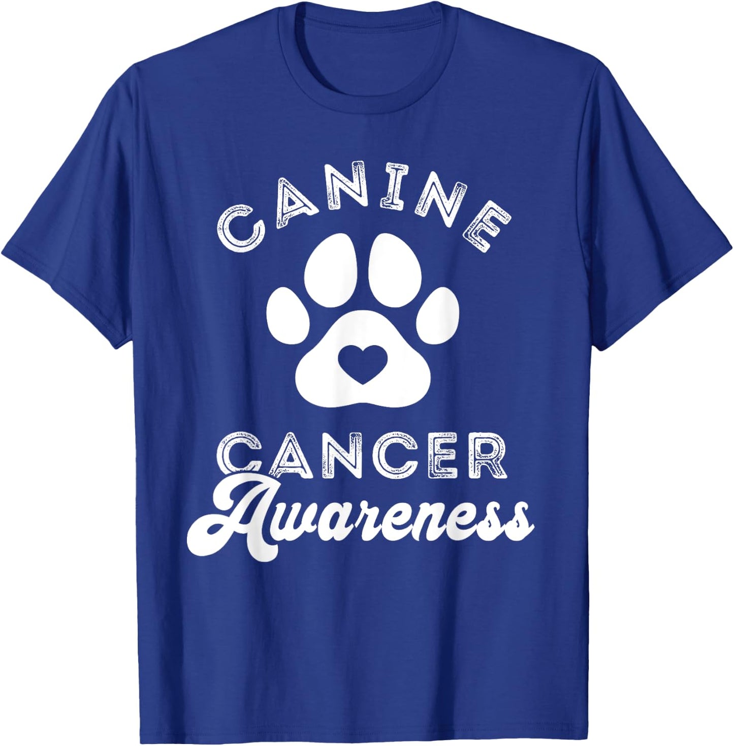 Canine Cancer Awareness Pet Awareness Heart Paw Print T-Shirt - T-Shirt | Royal
