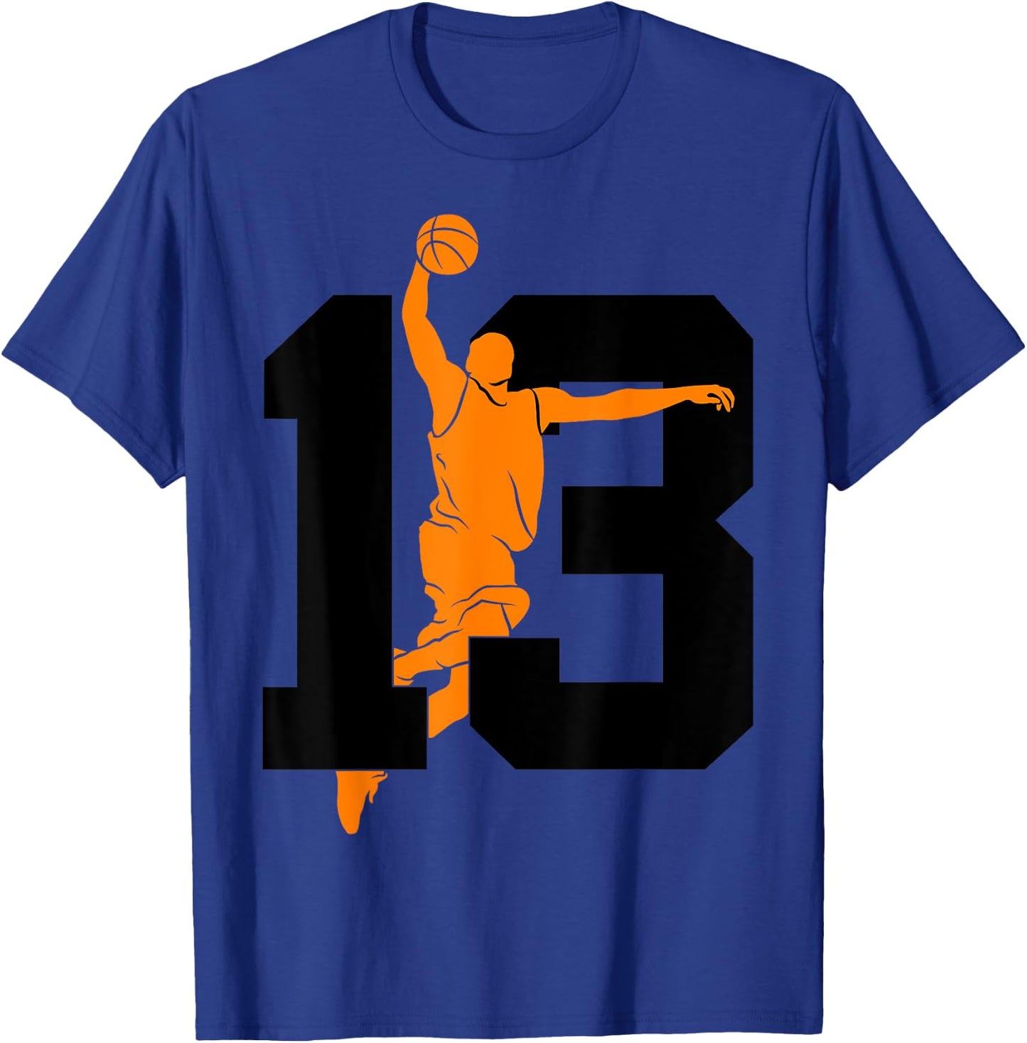 Number 13 Years Basketball 13th Birthday T-Shirt - T-Shirt | Royal