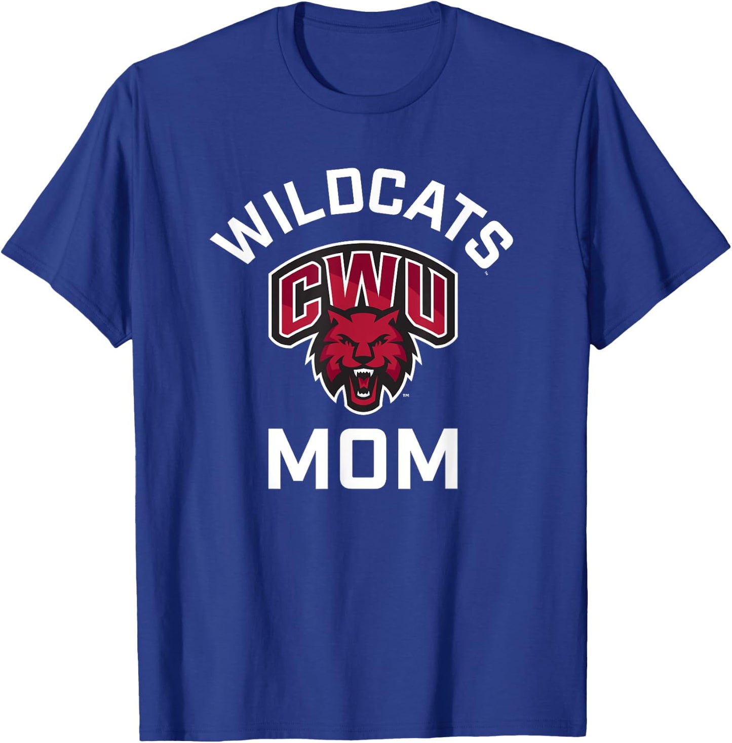 Central Washington University Wildcats Arched Mom T-Shirt - T-Shirt | Royal