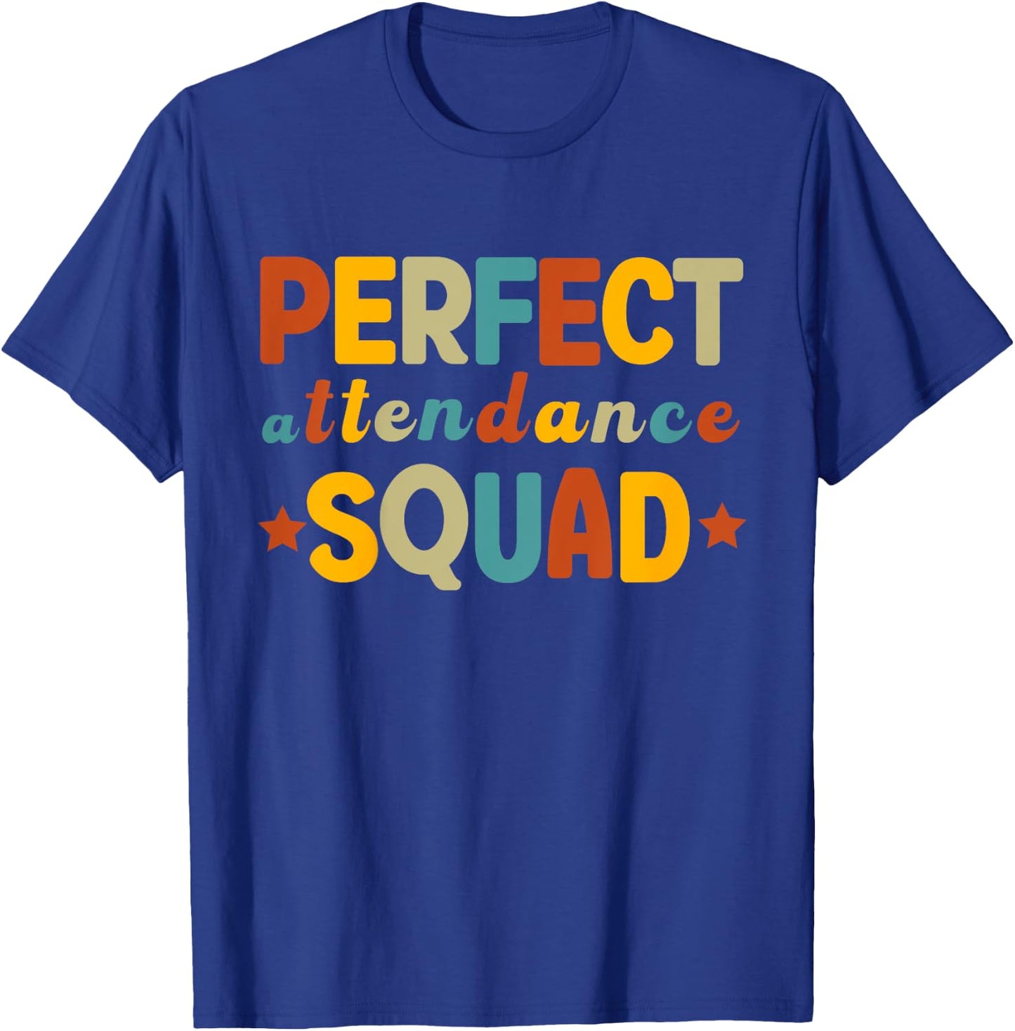 Kids Retro Perfect Attendance Squad 70s Boys Girls School Year T-Shirt - T-Shirt | Royal