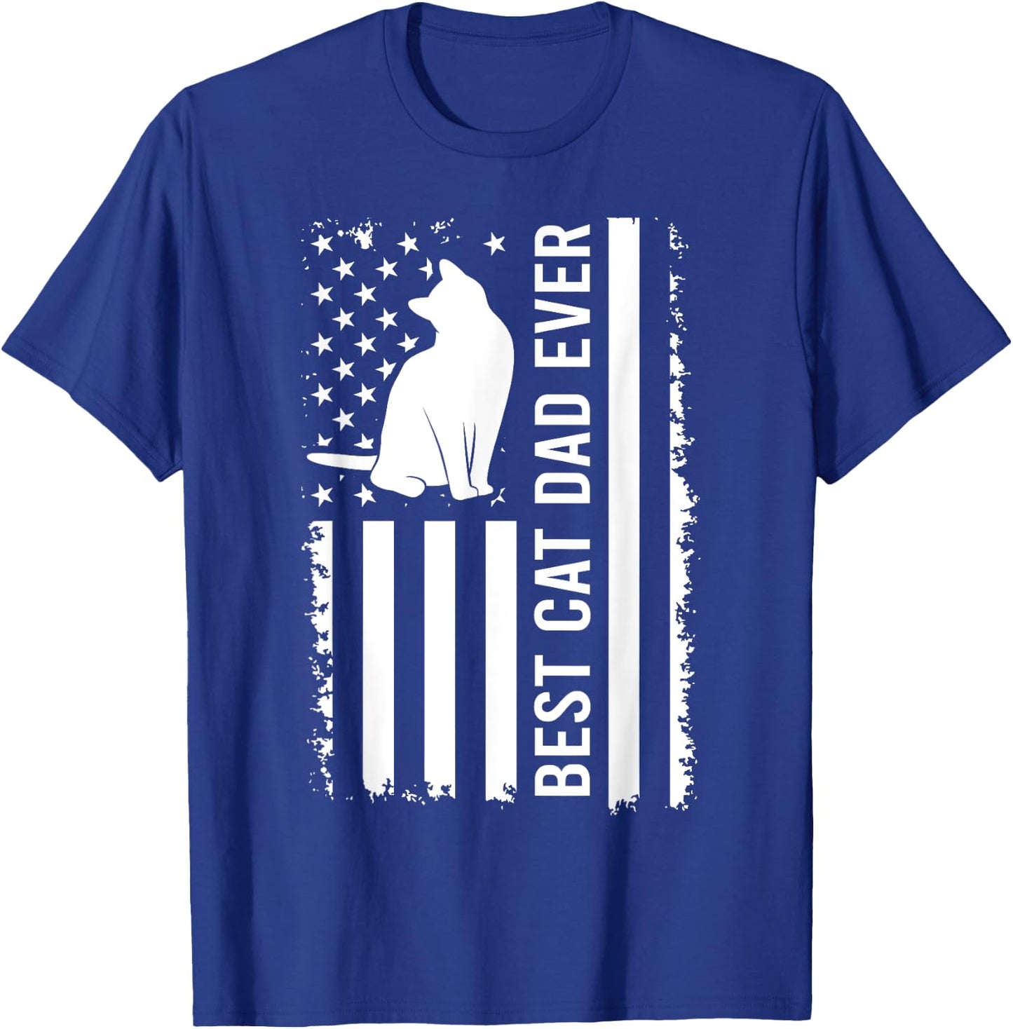Men's Cat Dad US Flag Kitty Daddy Dad Christmas Fathers Day T-Shirt - T-Shirt | Royal