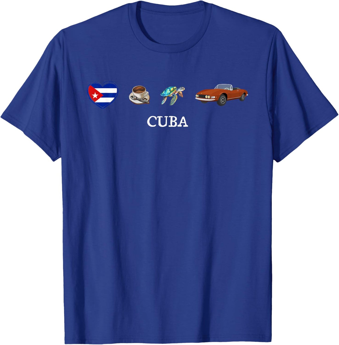 Cuba Love, Cuban Caribbean Coffee Sea Turtle Classic 50s Car T-Shirt - T-Shirt | Royal