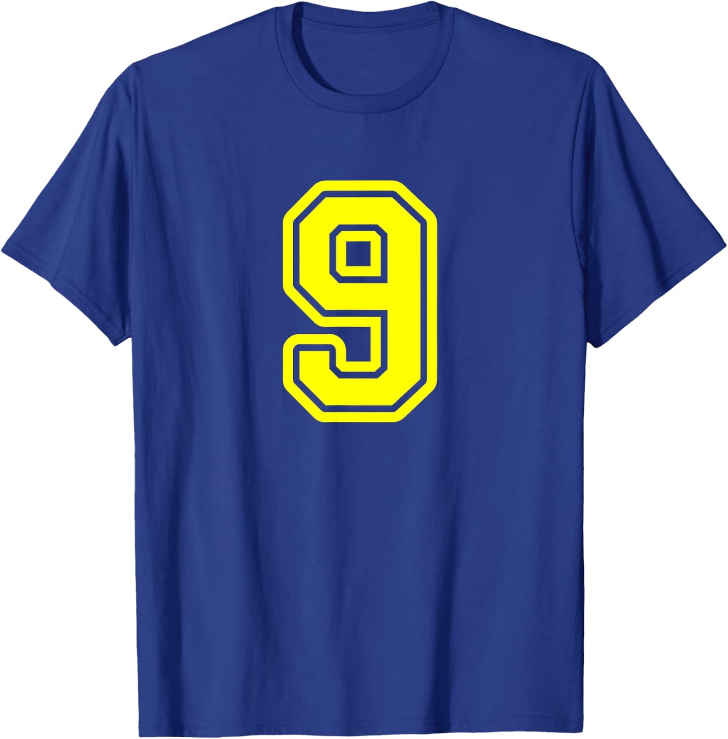 Yellow Sport Team Number #9 T-Shirt - T-Shirt | Royal