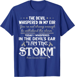I Am The Storm Brain Cancer Tumor Awareness Gray Ribbon T-Shirt - T-Shirt | Royal