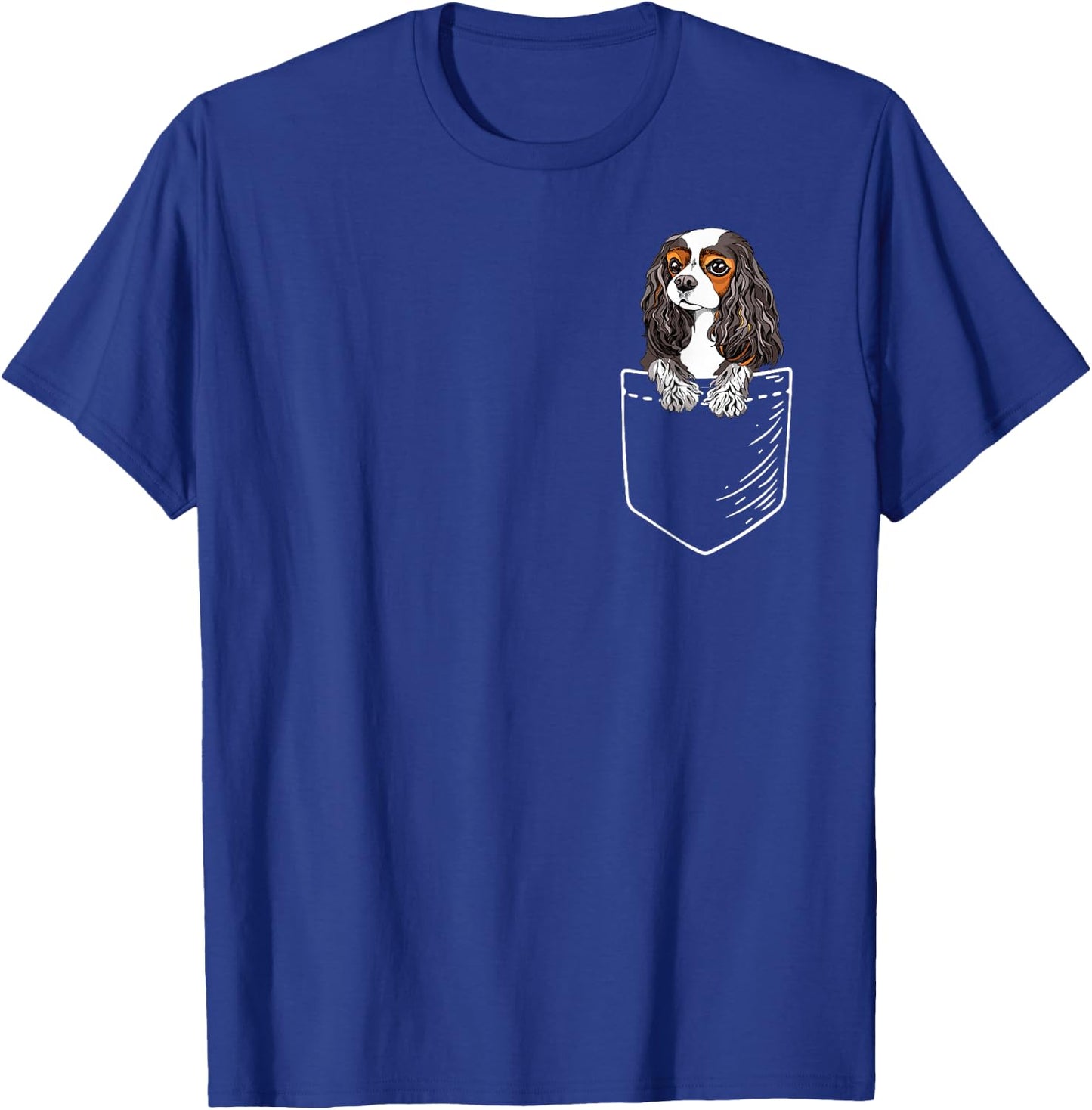 Funny Tricolor Pocket Cavalier King Charles Spaniel Lover T-Shirt - T-Shirt | Royal