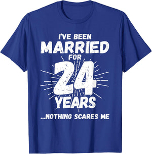 Couples Married 24 Years - Funny 24th Wedding Anniversary T-Shirt - T-Shirt | Royal