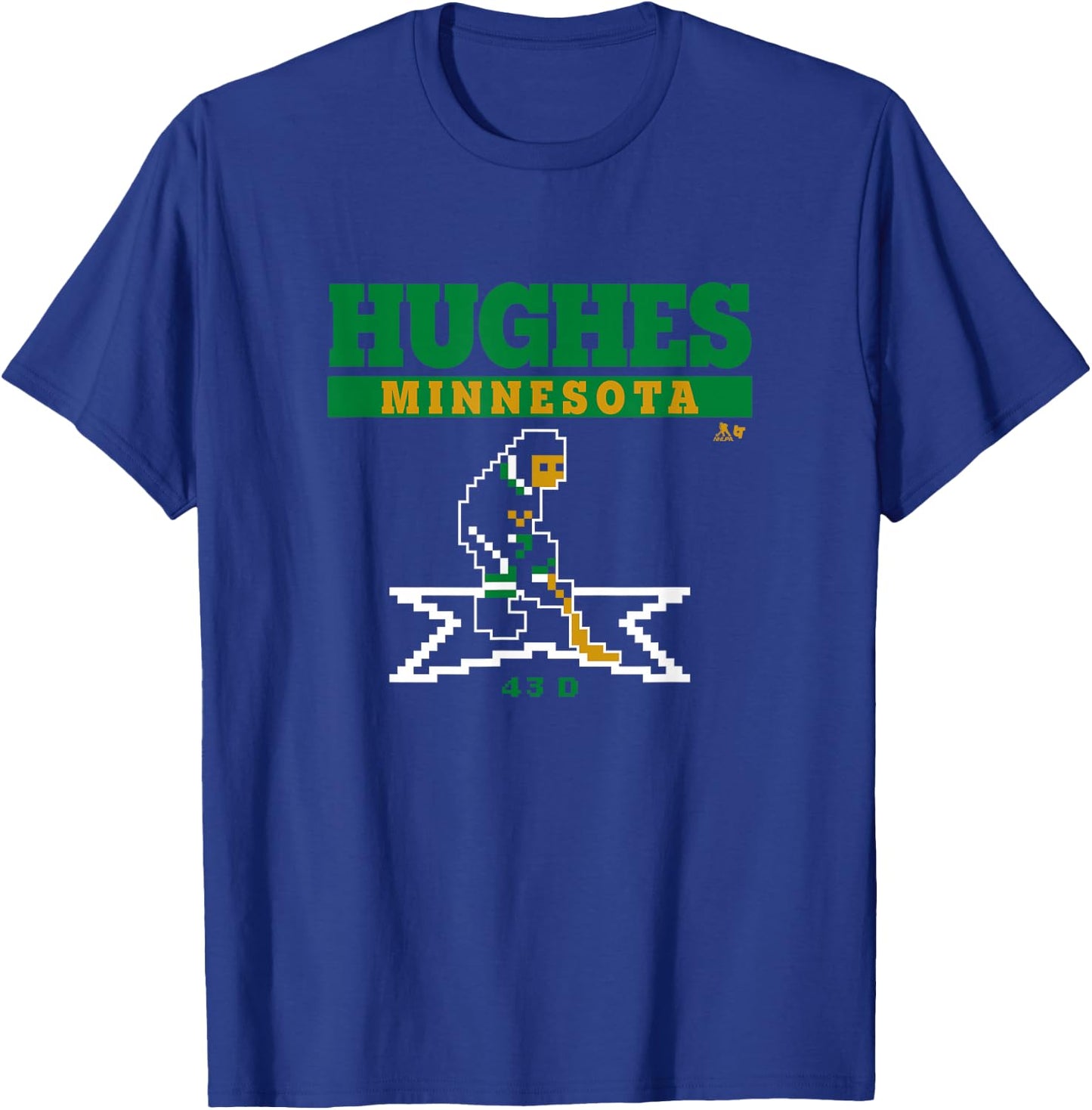 Quinn Hughes - Retro Hockey - Minnesota Hockey T-Shirt - T-Shirt | Royal