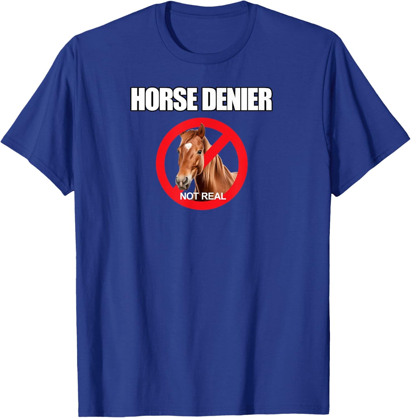 Horse Denier Funny Horses Are Not Real Classic T-Shirt - T-Shirt | Royal