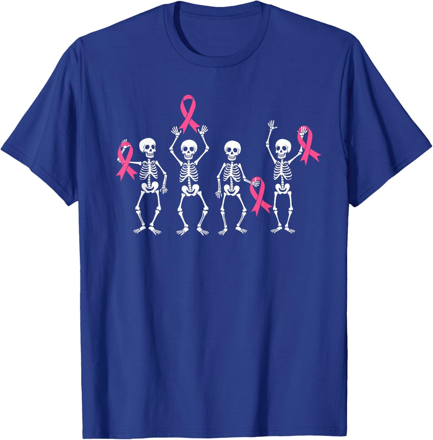 Skeletons Pink Ribbon Family Breast Cancer Awareness T-Shirt - T-Shirt | Royal