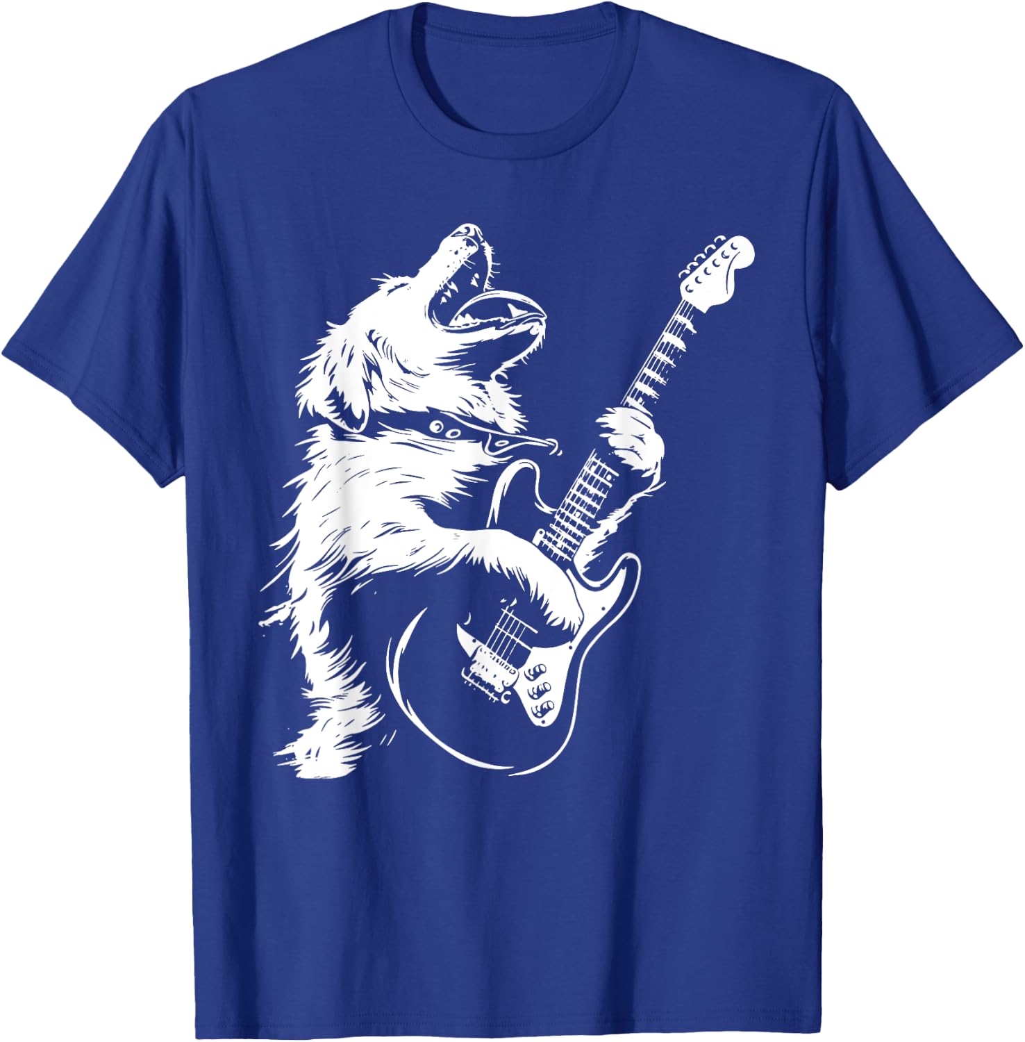 Dog Guitarist Guitar - Great Pyrenees Dad Mom Men Women T-Shirt - T-Shirt | Royal