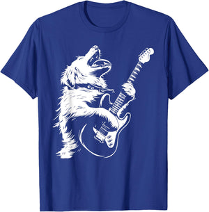 Dog Guitarist Guitar - Great Pyrenees Dad Mom Men Women T-Shirt - T-Shirt | Royal