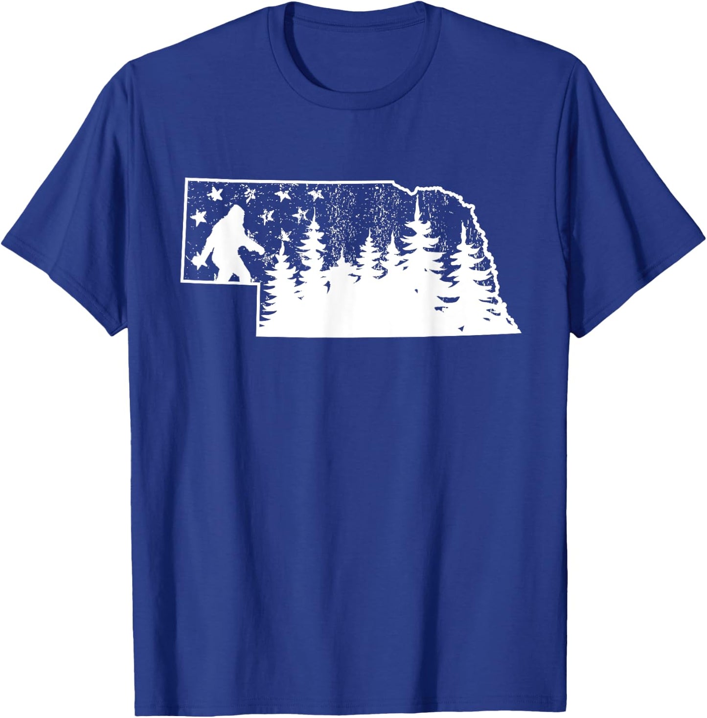 Nebraska Bigfoot American Flag Sasquatch Usa Flag Nebraska T-Shirt - T-Shirt | Royal