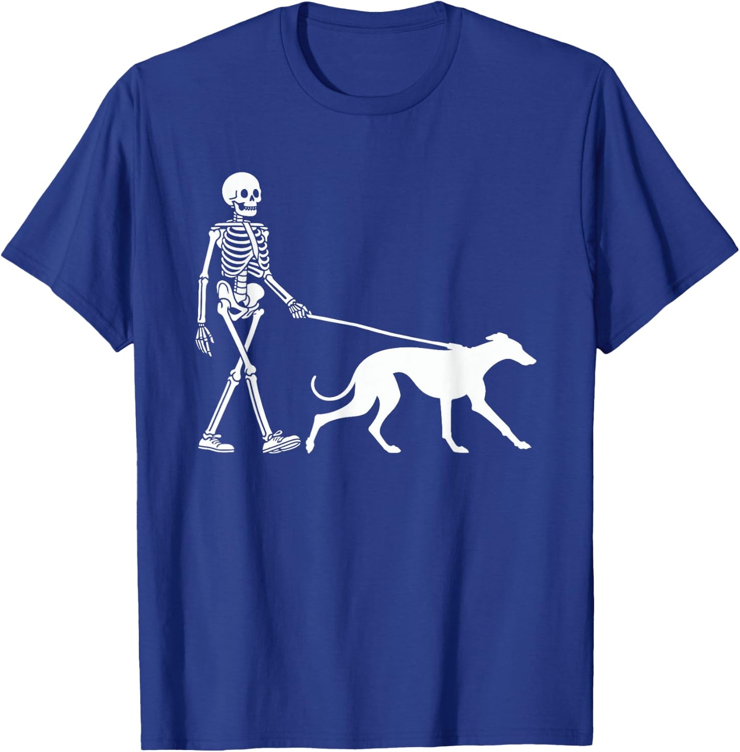 Skeleton Walking a Dog Greyhound Halloween Outfit T-Shirt - T-Shirt | Royal