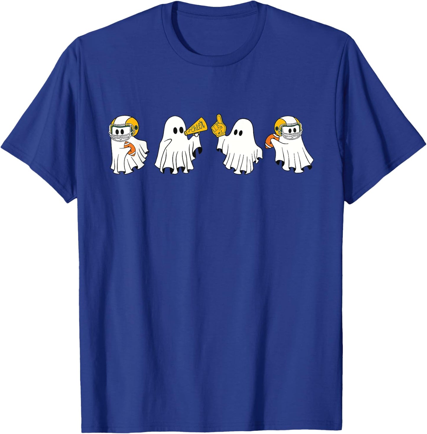 Football Ghost Sport Cheer Leader Spooky Season Halloween T-Shirt - T-Shirt | Royal