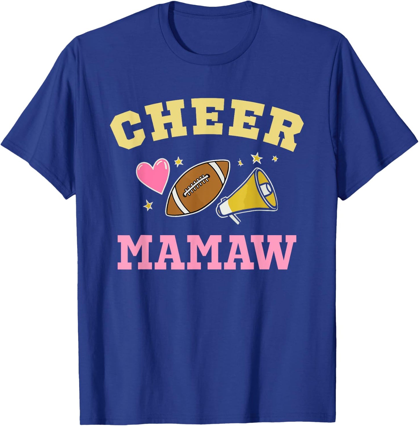 Cheer Mamaw Heart Fan Cheerleader Cheerleading Football T-Shirt - T-Shirt | Royal