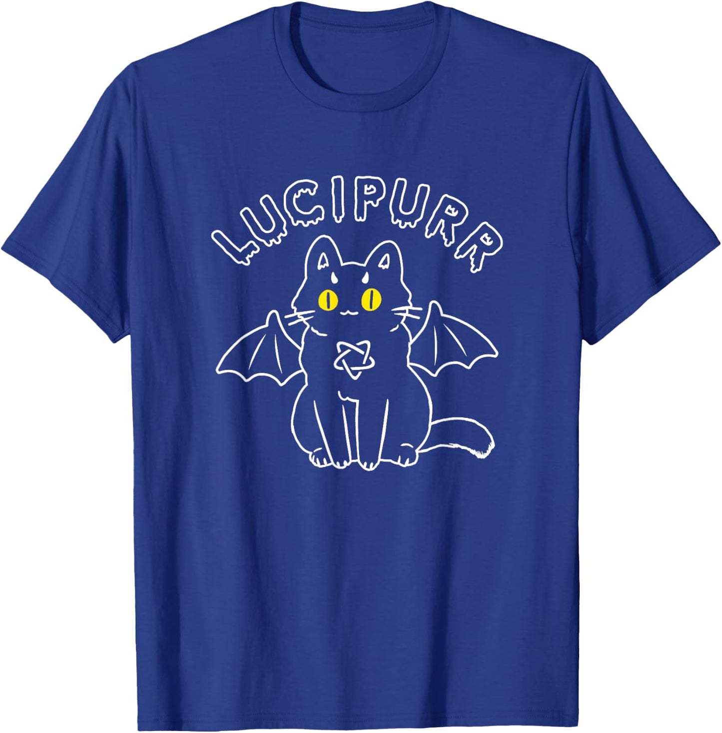 Lucipurr Cute Vampire Goth Cat With Pentagram And Bat Wings Men Women Girls Kids T-Shirt - T-Shirt | Royal
