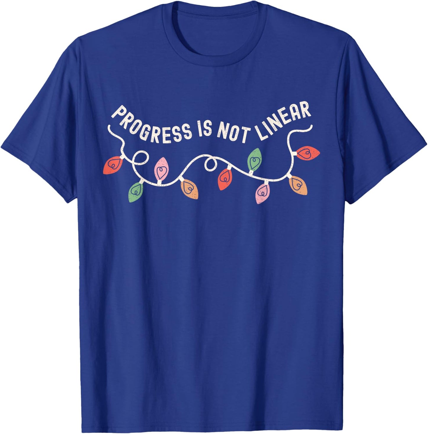 Progress Is Not Linear SPED Teacher Christmas Light Xmas T-Shirt - T-Shirt | Royal