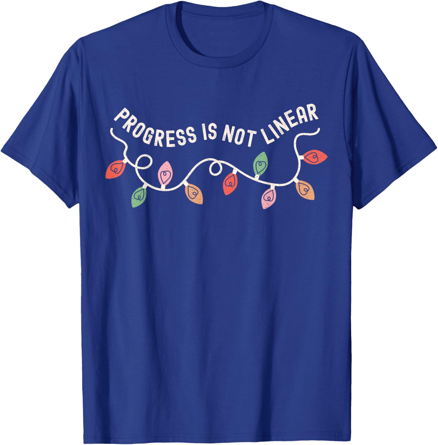Progress Is Not Linear SPED Teacher Christmas Light Xmas T-Shirt - T-Shirt | Royal