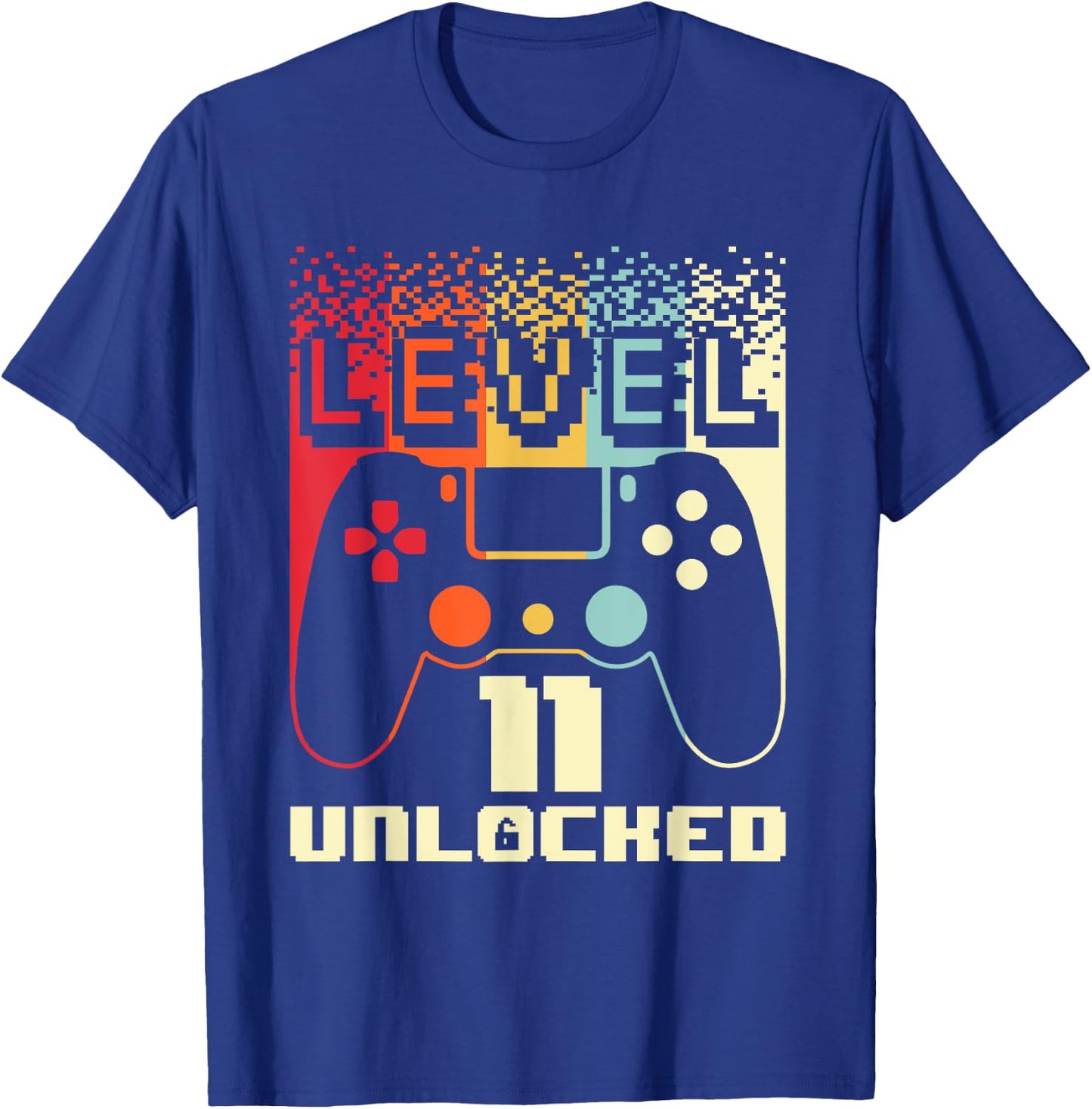 11th Birthday For Boys Level 11 Unlocked Gamer 11 Year Old T-Shirt - T-Shirt | Royal