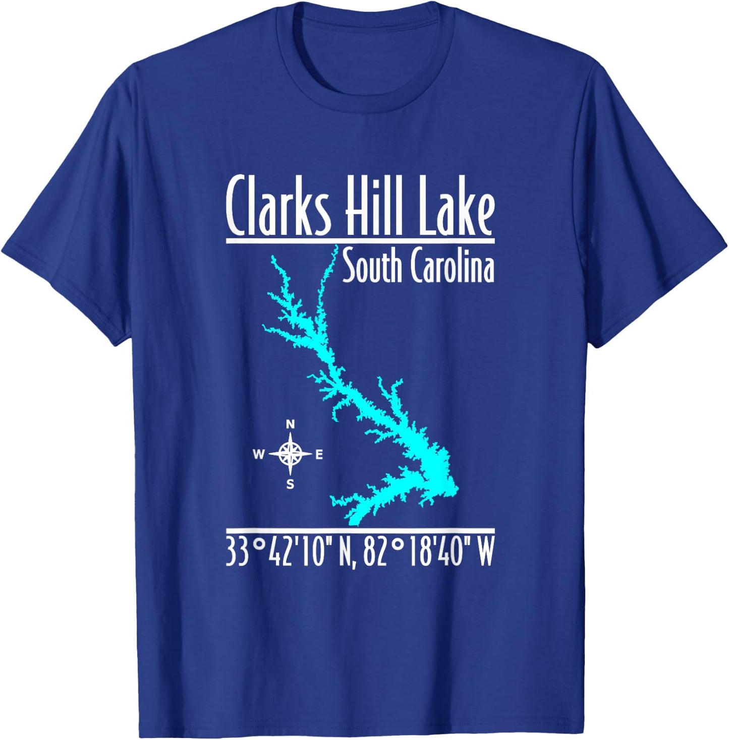 Modern Clarks Hill Lake - South Carolina T-Shirt - T-Shirt | Royal