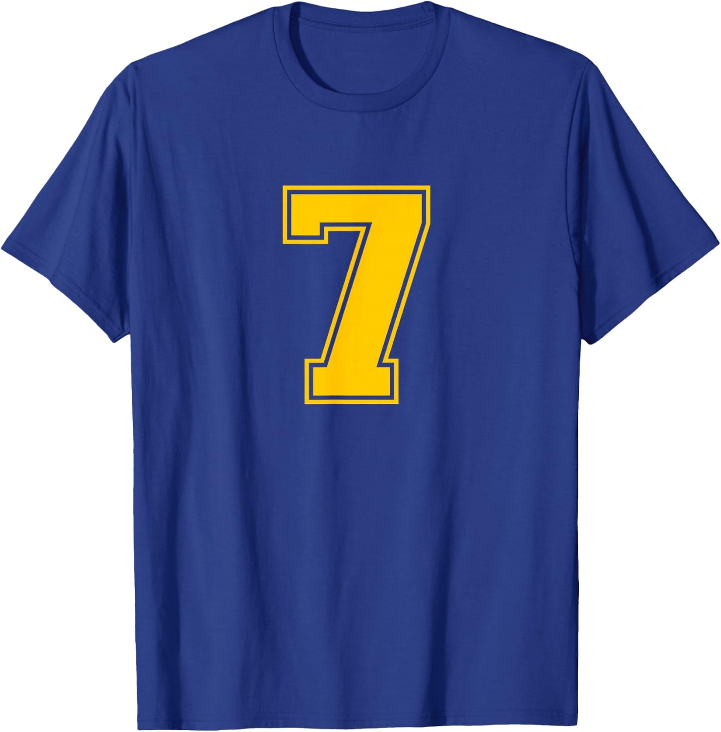 Yellow Sports Team Number #7 T-Shirt - T-Shirt | Royal