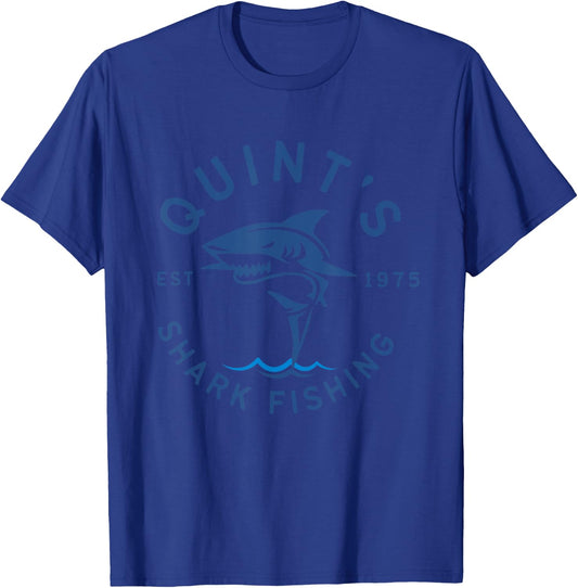 Vintage Quint's Shark Fishing 1975 Retro T-Shirt - T-Shirt | Royal