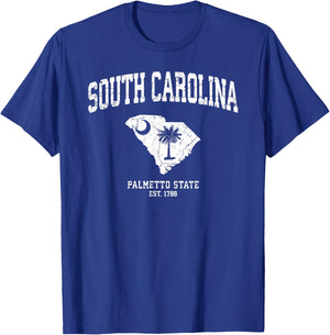 Distressed South Carolina State Flag T-Shirt - T-Shirt | Royal