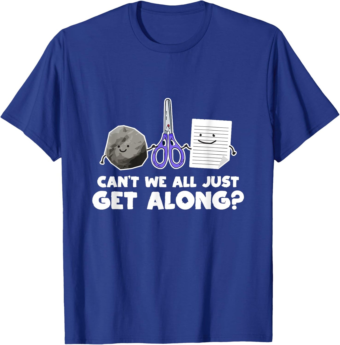 Can't We All Just Get Along Shirt Funny Rock Paper Scissors T-Shirt - T-Shirt | Royal