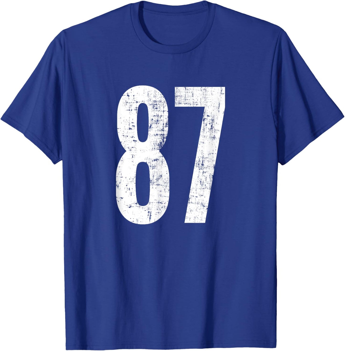 Number 87 Eighty-Seven Distressed Vintage Sport Team Players T-Shirt - T-Shirt | Royal