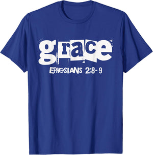 Grace (Ephesians 2:8-9) Christian Streetwear Bible Verse T-Shirt - T-Shirt | Royal