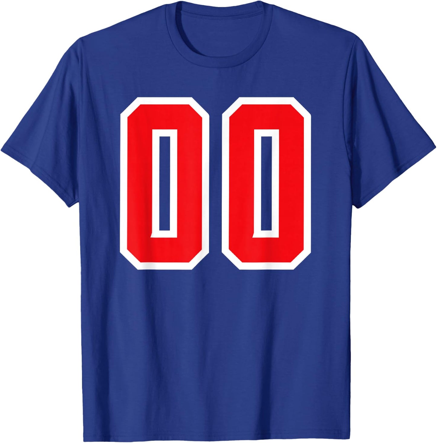 Number #00 Sport White Red Varsity Number T-Shirt - T-Shirt | Royal